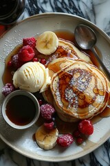 Delicious Pancakes with Berries and Banana