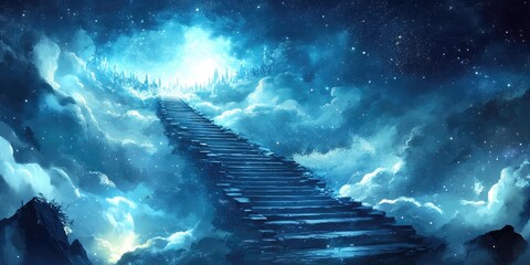 Wall Mural - Stone Steps Leading Up to a Celestial City