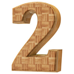 Wooden 3D Number 2