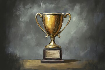 Wall Mural - Golden trophy cup on textured background