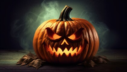 Wall Mural - Realistic pumpkin in goblin shape, Halloween