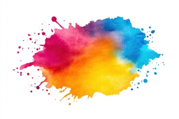 Wall Mural - Colorful watercolor paint splash on white background