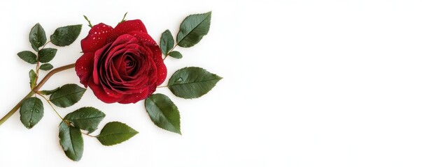 A single red rose with water droplets on the petals, rose, water droplets, petals