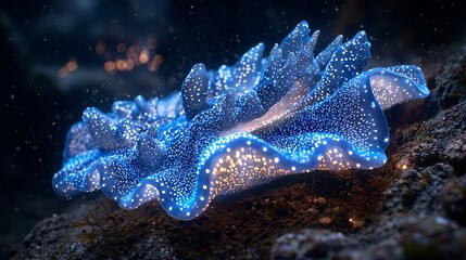 Wall Mural - A stunning bioluminescent creature in extreme conditions, with vivid glowing patterns