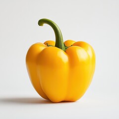 A yellow bell pepper, front view, white background, studio photography, soft lighting