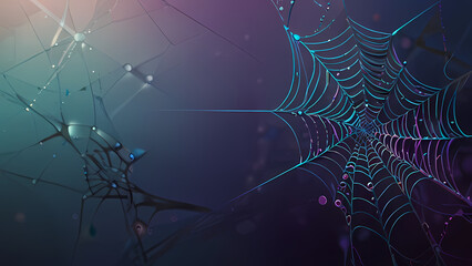 abstract spider web background with chaotic, overlapping strands that form geometric patterns