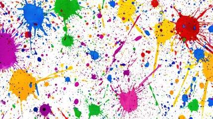 Colorful splatter pattern on white background for artistic design