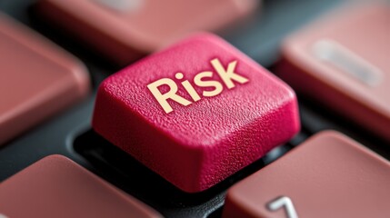 Canvas Print - A close up of a red button with the word risk on it, AI