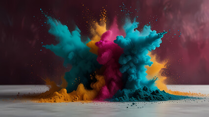 Wall Mural - abstract background inspired by a burst of color powder, with the focus on the interplay of light an