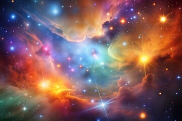 colorful galactic nebula with stars in deep space cosmic abstract vivid burst of light