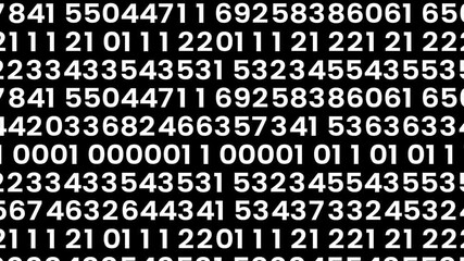 Binary code moving animation. number details showing in computer screen.