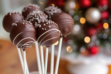 Wall Mural - Chocolate cake pops with candy sticks