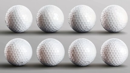 Canvas Print - A set of nine golf balls on a gray background, AI