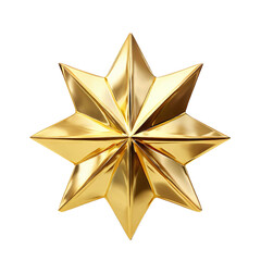 3d golden shiny star christmas tree topper ornament decoration on transparent background