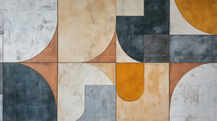 Wall Mural - A colorful abstract painting with a mix of squares and circles