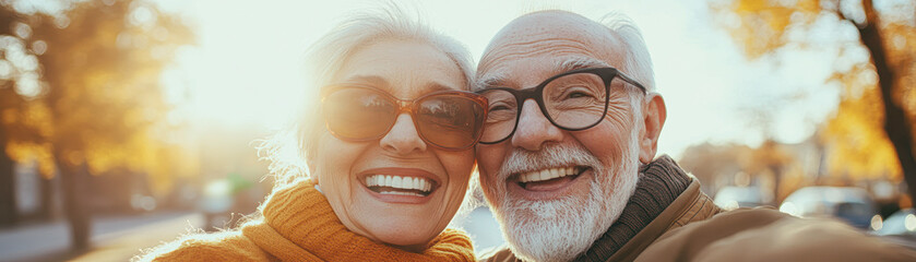 Poster - A couple of older people are smiling for the camera