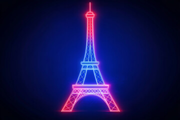 Eiffel tower in neon light on brick background