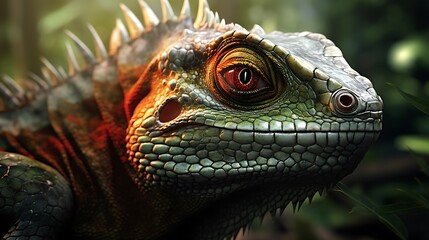 An enchanting view of a realistic reptile, emphasizing the fine details and textures on its skin in stunning