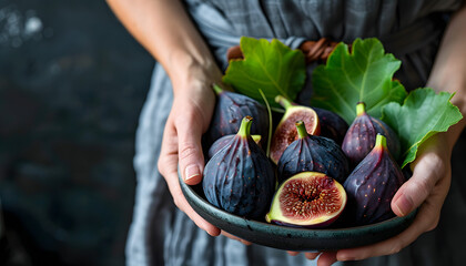 Wall Mural - Freshness and sweetness of ripe Fig, a healthy summer snack generated