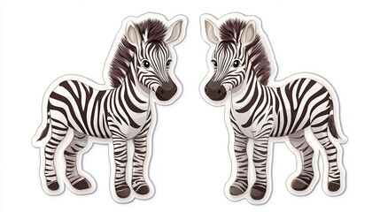 zebra animal wildlife illustration duo cartoon mammal nature black and white striped cute safari design exotic tropical equine pair fauna art playful graphic 