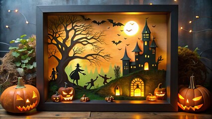 Wall Mural - Haunted fairy tale Halloween shadow box DIY