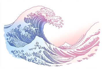 A vibrant wave illustration depicting ocean movement with soft gradient colors representing nature's beauty in a serene setting