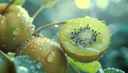 Wall Mural - Freshness and sweetness of ripe Kiwi, a healthy summer snack generated