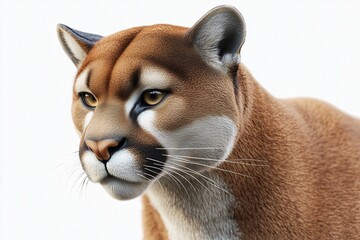 Wall Mural - A dynamic 3D of a puma in a view, displaying its smooth fur and intense gaze. The puma is set