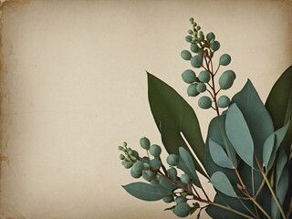 Wall Mural - Vintage paper backdrop with Eucalyptus globulus blooms. Ideal for adding text or design.