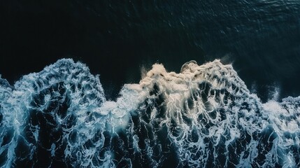 Wall Mural - Aerial View of Ocean Waves with White Foam