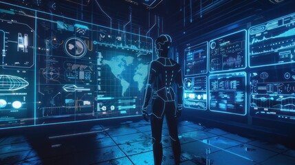 Poster - Futuristic Cyberspace Control Room