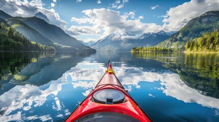 Poster - Kayaking Through Mountain Reflections