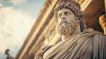 Wall Mural - Sophisticated Greek God Statue with Architecture