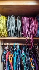 Wall Mural - climbing ropes are stored in the closet