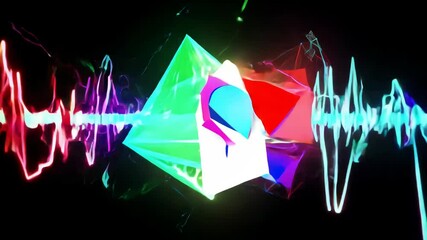 Wall Mural - abstract dynamic 3d shapes in motion with vivid rgb rainbow colors and 90s style