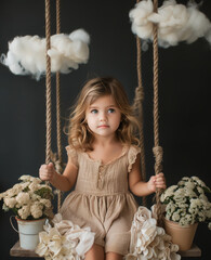 Wall Mural - little_girl_sitting_on_the_swing