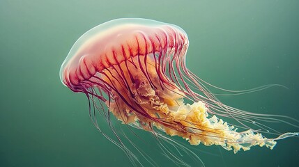   Close-up of a jellyfish in water with its head emerging