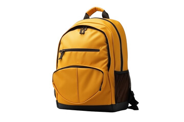 School bag on white background. School related themes. Back to school. Adult backpack. Travel. School holidays. Learning at school. Image for graphic designer. Image for flyers.