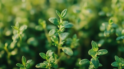 Wall Mural -    a green plant, surrounded by vibrant foliage, set against a softly blurred backdrop