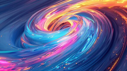 Wall Mural - A swirl of colors in the water, with a blue center and orange and pink edges