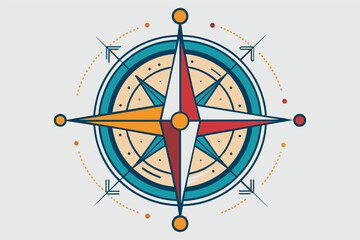 colorful geometric compass illustration with arrows and directions