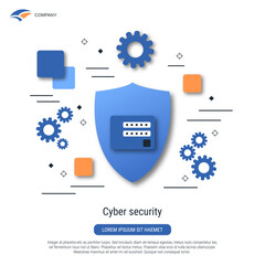 Wall Mural - Cyber security, data protection, access control flat style vector concept illustration