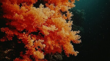 Sticker -   An underwater coral reef in clear waters, with vibrant corals populating the ocean floor and lively marine life