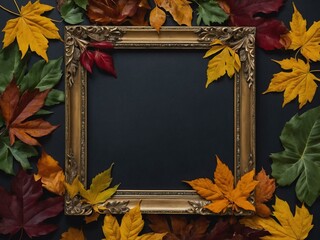 A luxurious autumn frame featuring vibrant leaves and delicate accents.