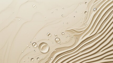 Wall Mural - A close-up abstract image showing ripples and bubbles across a cream-colored surface with flowing lines. The smooth texture and delicate design evoke a sense of tranquility and elegance, perfect for