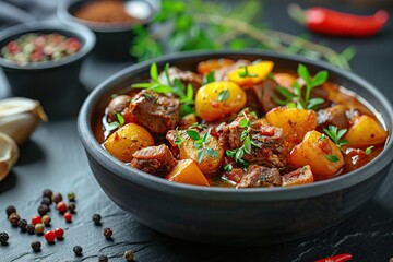 Wall Mural - Beef Stew with Potatoes and Herbs