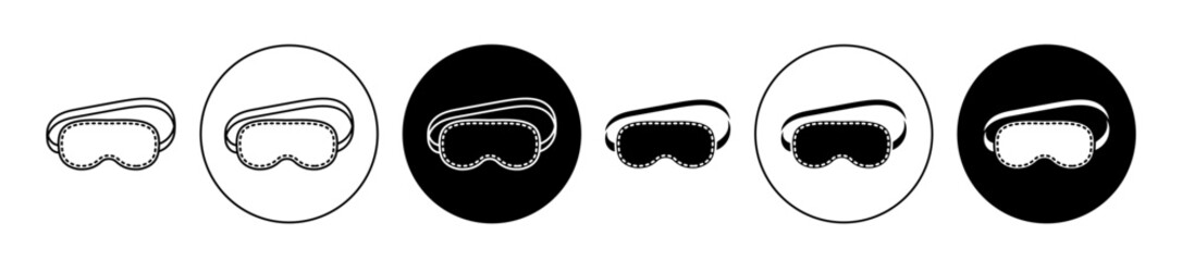 Sticker - Sleeping mask vector icon set black filled and outlined style.