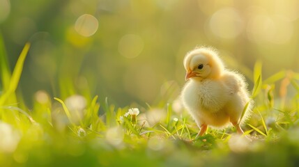 Sticker - Cute Chick in a Field of Green