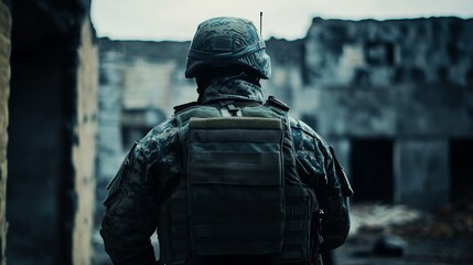 Soldier in Abandoned Building