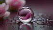 © Iris - a pink flower petal in a water droplet